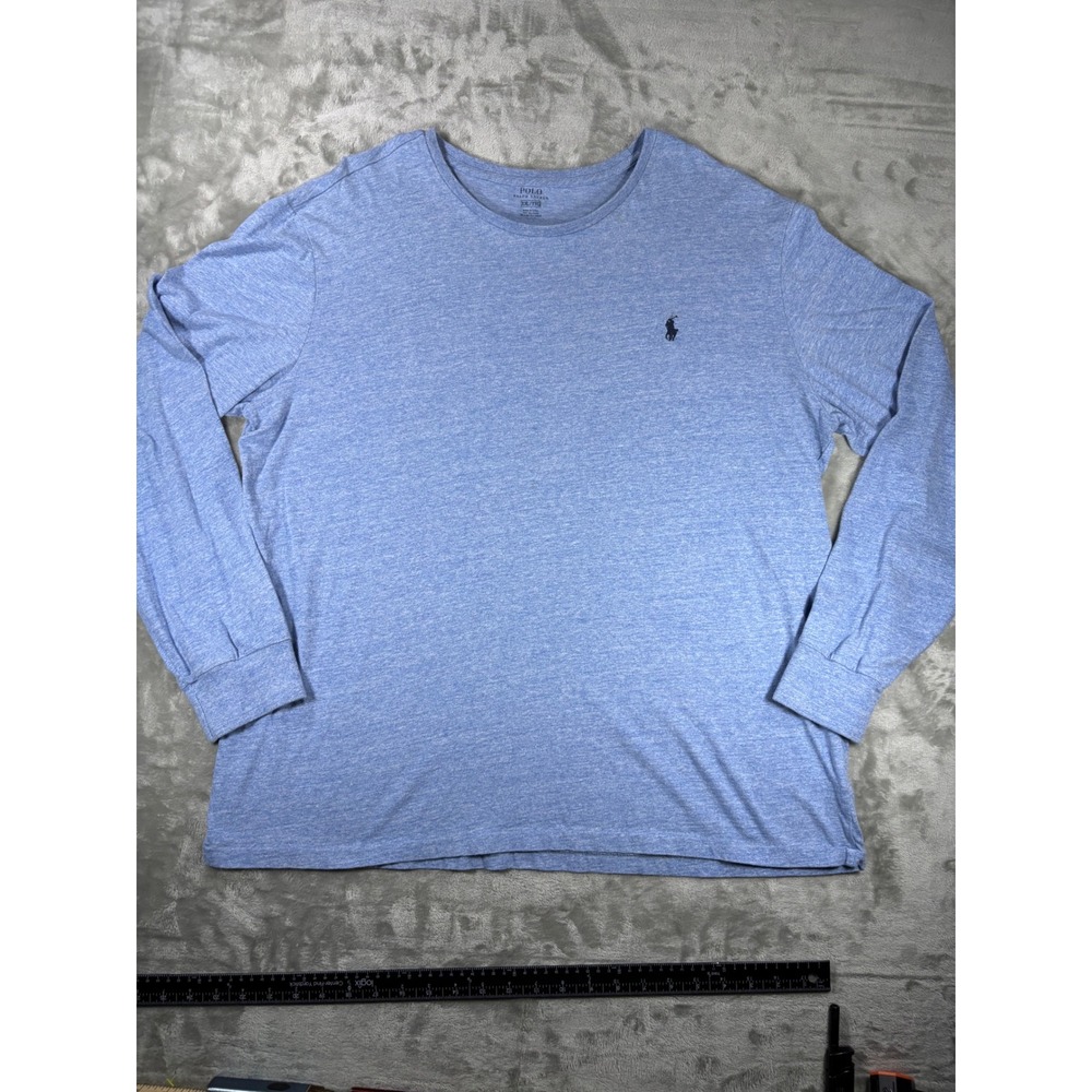 Polo Ralph Lauren Mens XXL Blue Heather Long Sleeve Pony Logo T-Shirt Cotton